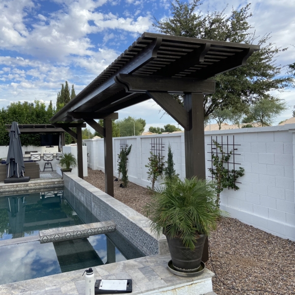 Poolside pergola installation in Mesa, AZ