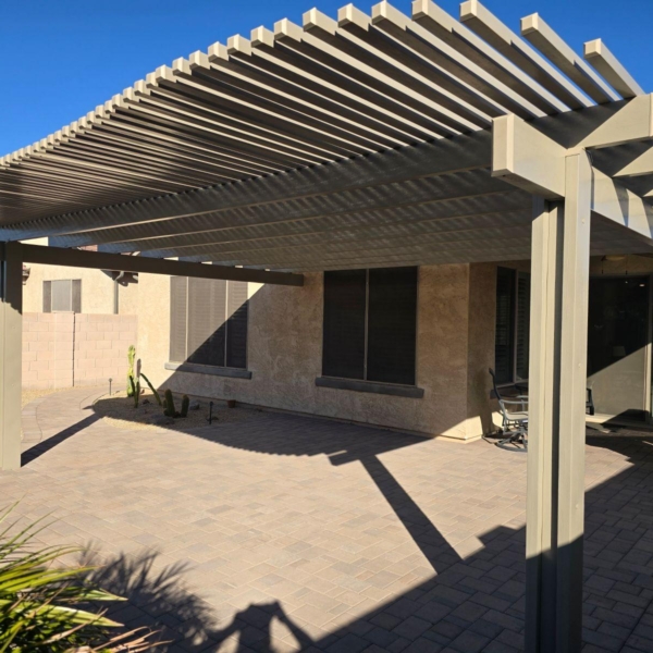 Backyard Alumawood patio cover build out in Mesa, AZ