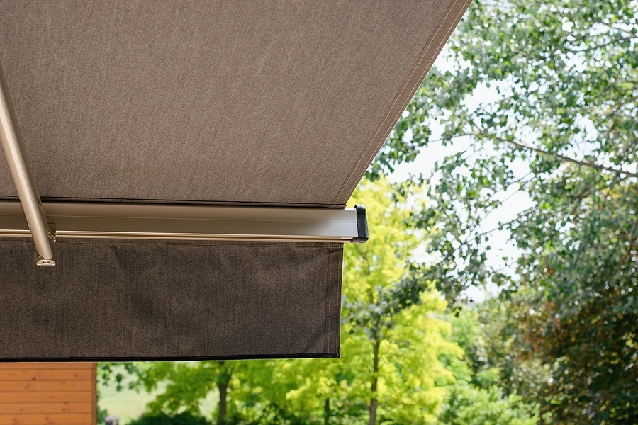 Sunprotecting Awning From Fabric Material, Residential House.