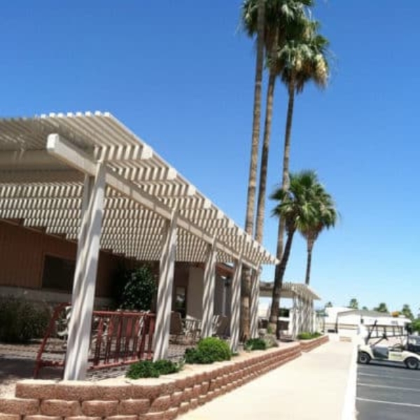Clubhouse Alumawood patio cover installation in Mesa, AZ